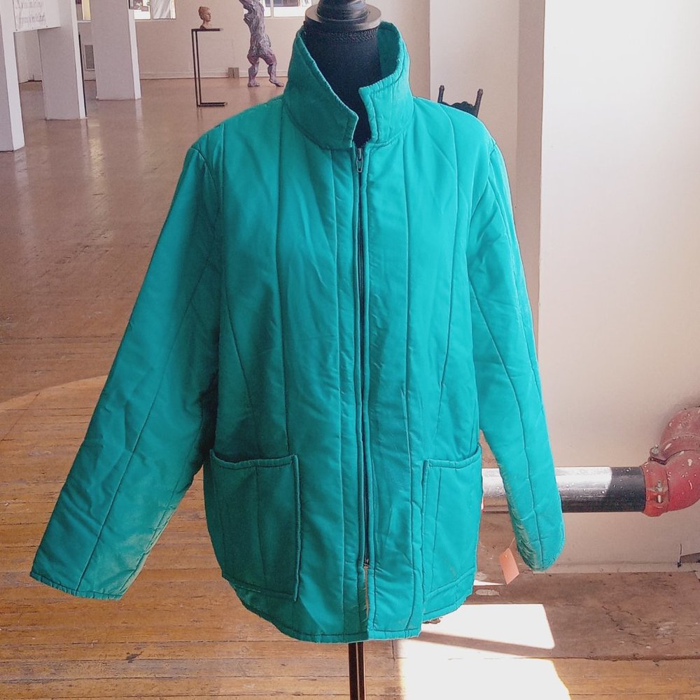 Teal vintage quilted jacket - Picture 6 of 7